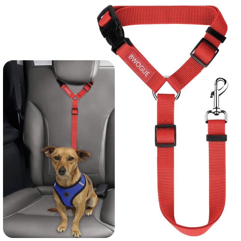 BWOGUE Pet Dog Cat Seat Belts, Car Headrest Restraint Adjustable Safety Leads Vehicle Seatbelt Harness (1 Pack) - Image 1